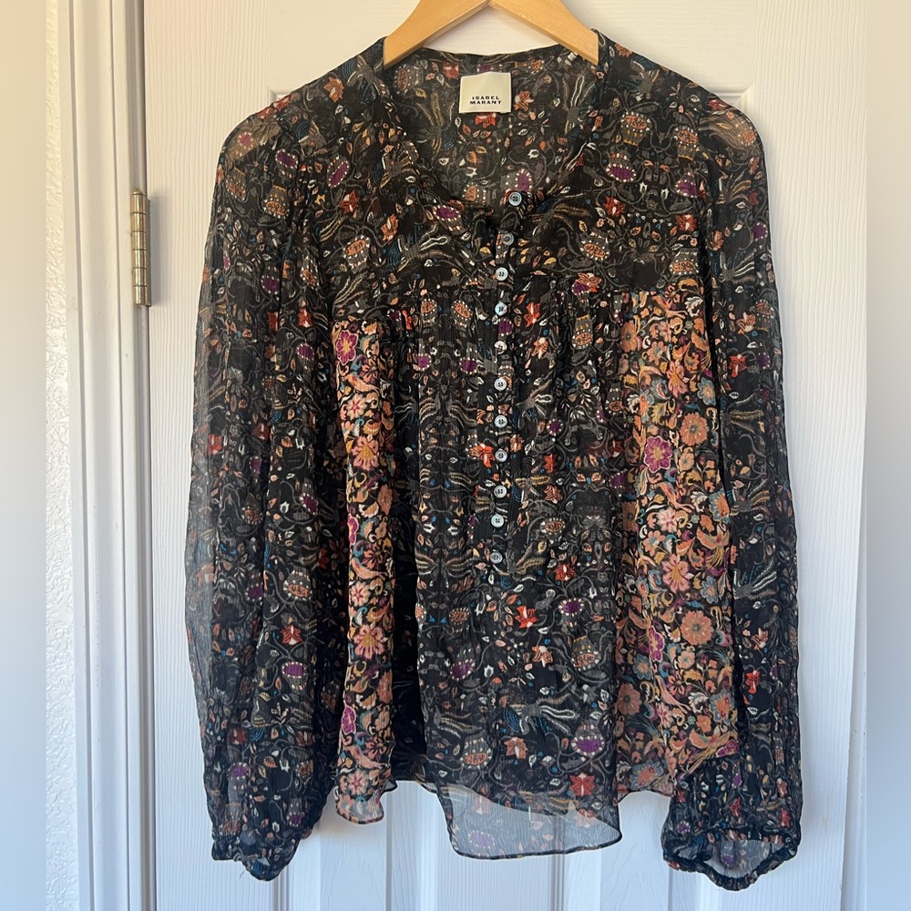 Black AMETISSAE Lurex Silk Top  ISABEL MARANT - Size 36 - Picture 7 of 15